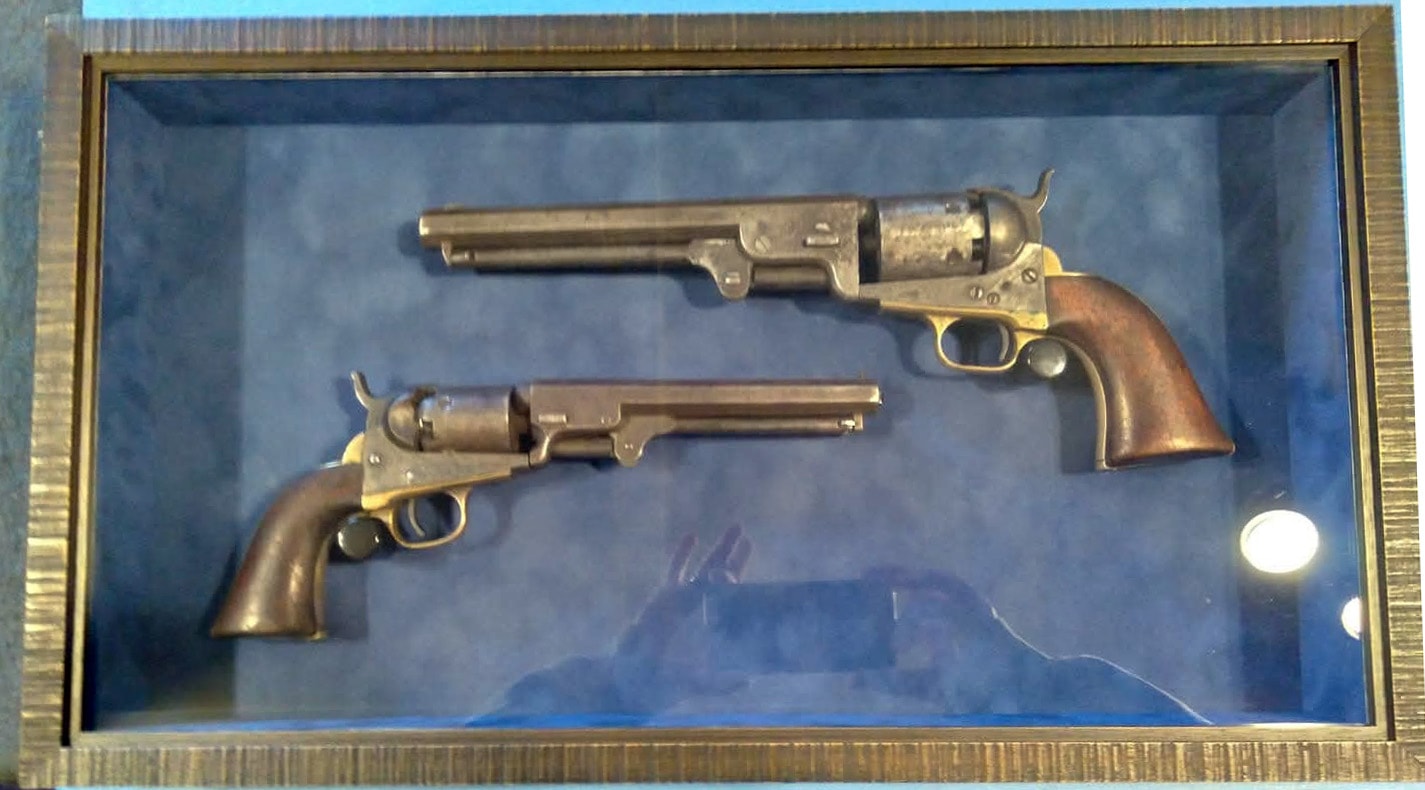 Custom framed antique revolvers at All That MATTERS